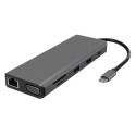 Hytech HY-USBC32 4K-2K Ultra HD Gri Metal 5x USB2.0-USB3.0 100M RJ45 PD, TypeC Data, ö