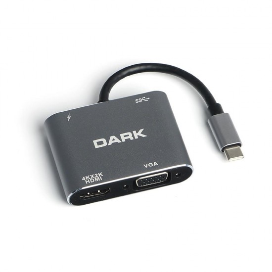 Hytech HY-USBC83 4K@30Hz Gri Metal 2xUSB3.0, 1xUSB