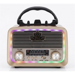 Everton RT-301.m  Bluetooth-USB-SD-FM Şarjlı,Solarlı,Ledli, Nostaljik Radyo El Fenerl Radyo