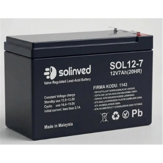 Solinved 12v 7AH Kuru Akü