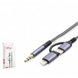 HADRON GJ027 Type-C Lightning 3.5 mm Ses Kablosu Siyah Gri