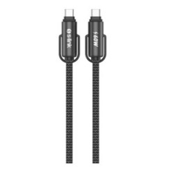 S-link Armor Boyun Askılı AC-01 60W 1.2m Type-C to Type-C  Örgülü Metal Başlıklı Siyah Şarj Kablosu