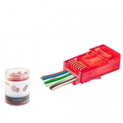 NODAR ND2403 CAT6 EZ RJ45 Konnektör 100 Adet Plastik Kutu - Kırmızı