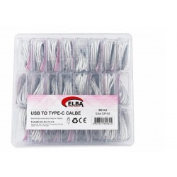 Elba CP-05 P-BUT6 Şeffaf Kutulu Usb To Type-c 6 Amper 24lü Beyaz Şarj Kablosu