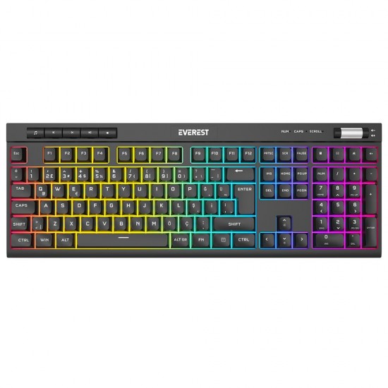 Everest KB-68 Shin Siyah Rainbow Q Membrane Klavye RGB
