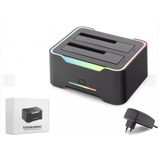 Hadron Hdx1790 HDD Docking – USB 3.0, 2.5 & 3.5 HDD-SSD, 8TB Destekli  RGB Siyah
