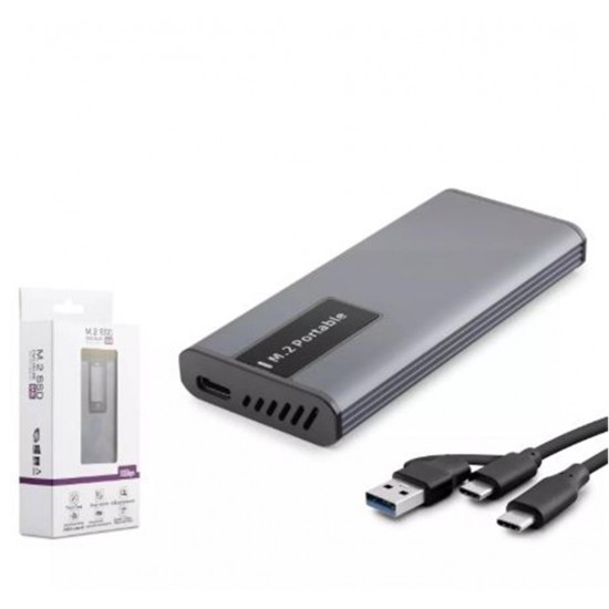 Hadron Hdx1780 Ssd Kutu Type-C3.1 + Usb3.0 Nvme + Ngff M2 Alüminyum + Plastik Chip Rtl9210B Rgb Gri
