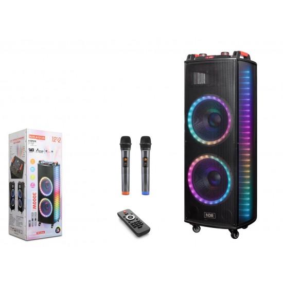 Nodar NDR1212S 12 Bluetooth Speaker Mikrofonlu Uzaktan Kumandalı 2x12 400-330-1090MM