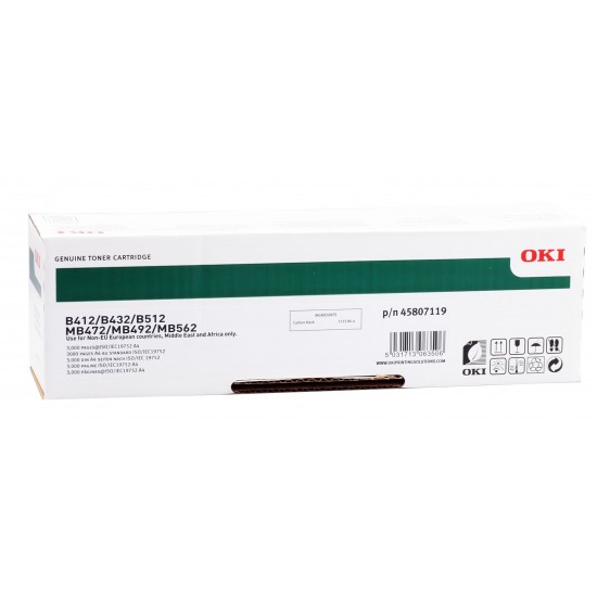 OKI 45807102 YAZICI TONERİ SİYAH - B412 B432 B512 MB472 MB492 MB562 - 3.000 SAYFA