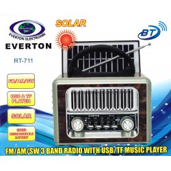 Everton Rt-711-Usb-Tf-Am-Fm-Sw-Tws-Usb Güneş Enerjili  Nostaljik Radyo