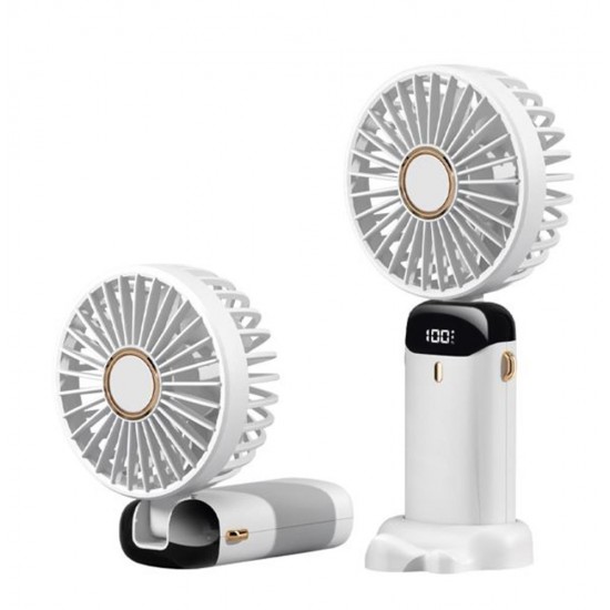 Feny FN-F30 Beyaz Kademeli Ultra Sessiz Led Göstergeli Katlanabilir Şarjlı 1200Mah Mini El Fanı