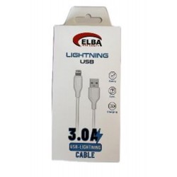 Elba Elb27-IOS 1Mt  iPhone Lightning 3A Hızlı Şarj Hasırlı Şarj Kablosu Beyaz