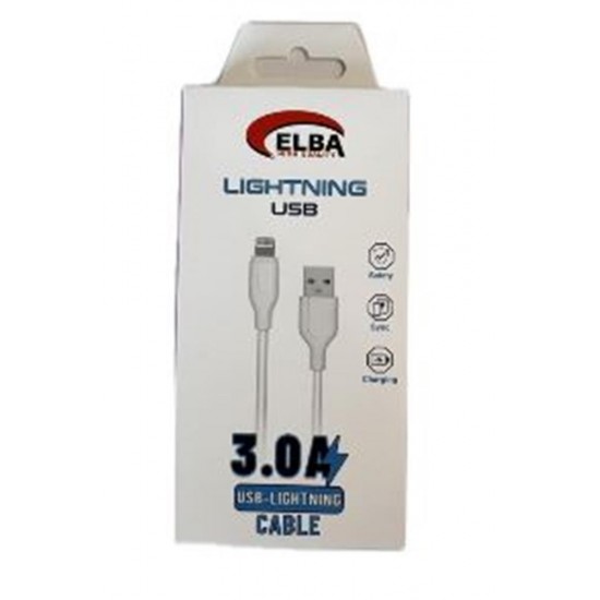 Elba Elb27-IOS 1Mt  iPhone Lightning 3A Hızlı Şarj Hasırlı Şarj Kablosu Beyaz