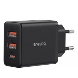 BASEUS P10111402113-00 Cube Hızlı 2U+C 30W Şarj Cihazı Küme Siyahı