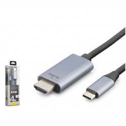 iETOP TH03A Type-C to HDMI Görüntü Kablosu 4K 30 Hz Örgülü 1 m Gri