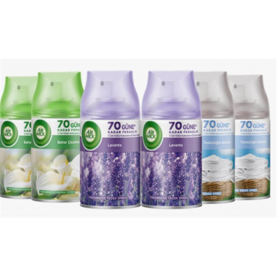 Airwick 250ml 6lı - Bahar Çiçekleri Esinti Oda Kokusu Sprey Makina Yedek Spreyi