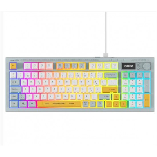 Everest KB-79 SILENT PRO Mavi-Beyaz-Sarı SESSİZ RGB Q Membrane Oyuncu Klavyesi