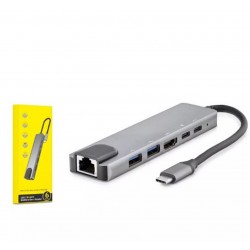 HADRON HDX7791 TYPE-C HDTV COMBO HDMI 4K 30HZ + 2-TYPE-C + 2-USB3.0 + LAN 6IN1 GRİ