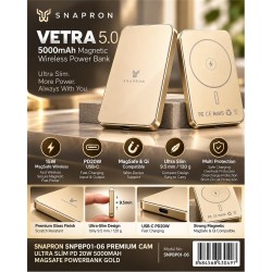Snapron Snppb01-06 Gold 5000 mah Pd 20W USB- C MAGSAFE Ultra Silim ( Magnetic Wireless)