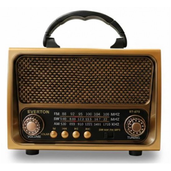 Everton Rt-675  Bluetooth Fm-Usb-Tf-Aux Şarjlı Solar Nostaljik Radyo