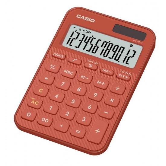 Casio MS-20YC-RD 12 Hane Kırmızı Masa Üstü Hesap Makinesi