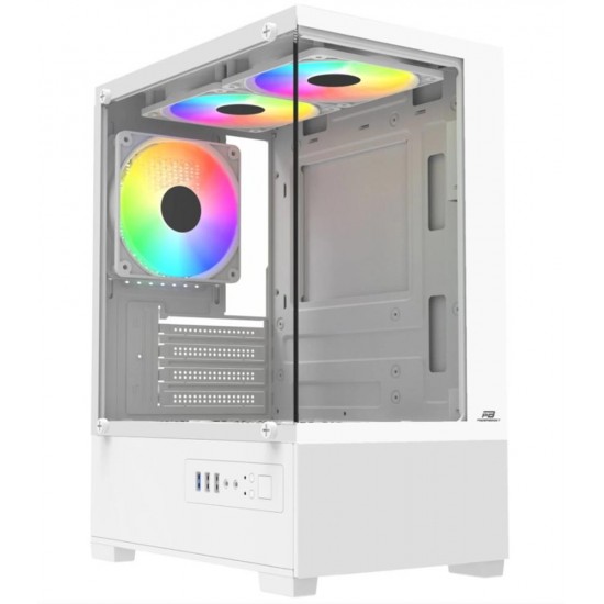 PowerBoost PB-M5001W 500w 3-12cm Rainbow Fanlı USB 3.0 Seaview M-ATX Gaming Beyaz Kasa