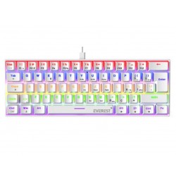 Everest Amber Beyaz Type-C Bağlantılı RGB Ledli Mekanik Gaming Oyuncu Klavye Q Red Switch