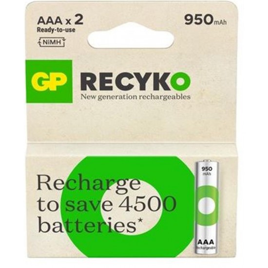GP AAA 950 mAh Şarjlı İnce Kalem Pil 2li Paket GP100AAHCEMTR-2GB