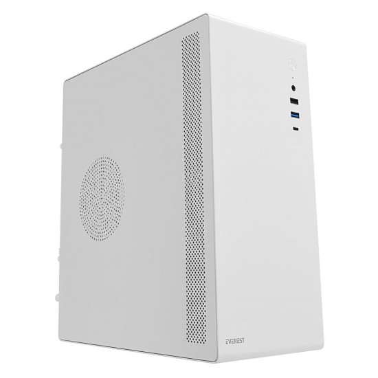 Everest K250 PEAK 250W MICRO PSU Beyaz USB3.0+USB2.0+TYPE-C+HD AUDIO Kompakt Mid-T PC Kasası