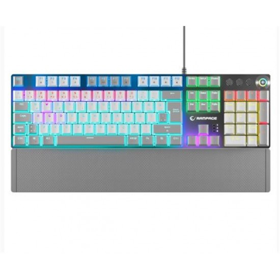 Rampage KB-R28 BLADE PLUS Beyaz - Gri Gökkuşağı Aydınlatmalı Tam Türkçe Red Switch Gaming Klavye