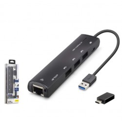 iETOP HDX7897 USB Type-C 3.2 Gen1 Combo Hub Gigabit LAN 4 Port 5 Gbps Siyah