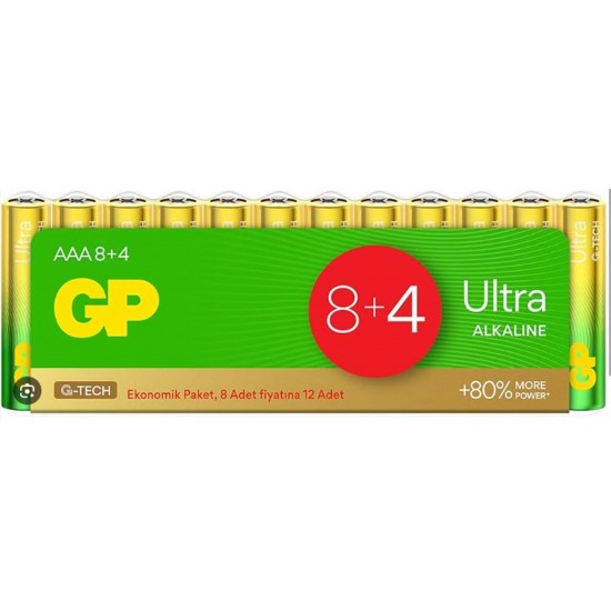 GP G-Tech LR03 AAA Boy Ultra Alkalin İnce Kalem Pil 12li Paket GP24AU-VS12