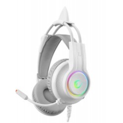 Rampage RM-K91 X-CATTY Beyaz USB 7.1 Version RGB Gaming Oyuncu Mikrofonlu Kulaklık
