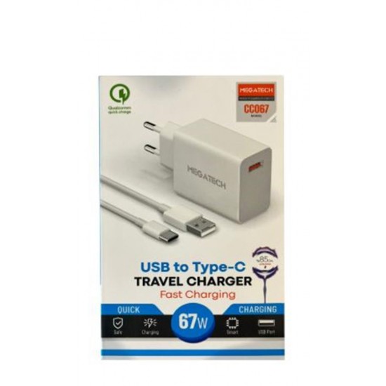 Megatech 45w Type-c Siyah Turbo Şarj  EvŞarj Kafa
