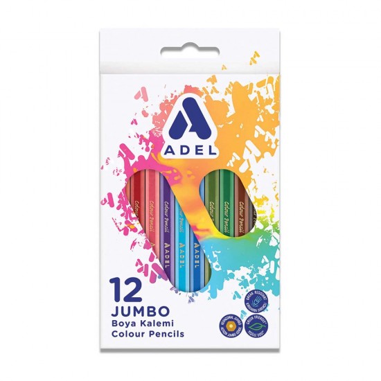 ADEL JUMBO HEXA BOYA KALEMİ 12 RENK TAM BOY 510001