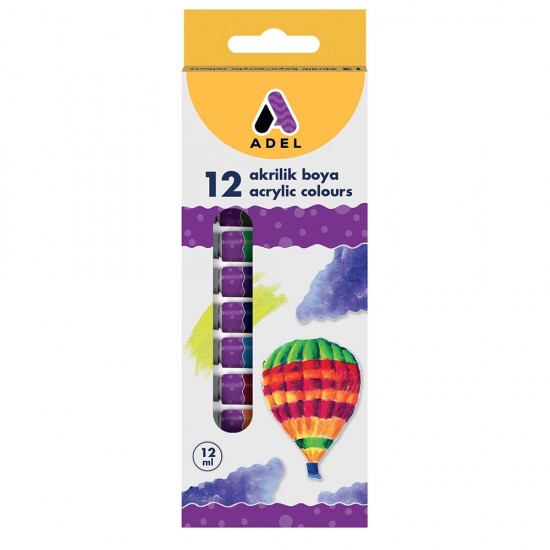 ADEL AKRİLİK BOYA 12Lİ 12ML TÜP 000038