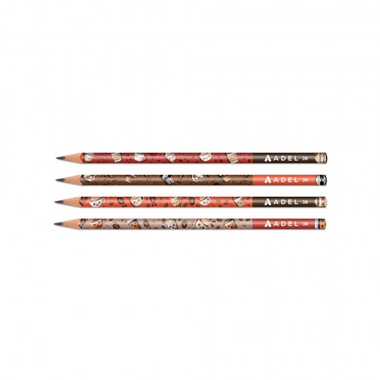 ADEL KAHVE DESENLİ KURŞUN KALEM 2B 72Lİ 000064