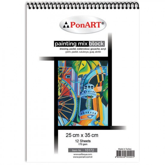 PONART 10172 RESİM BLOK 170GR 25X35 12YP