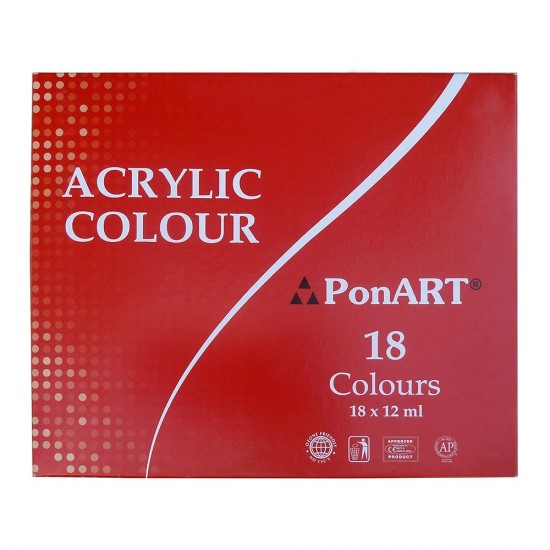 PONART A1218 AKRİLİK BOYA SETİ 18 RENK 12ML TÜP
