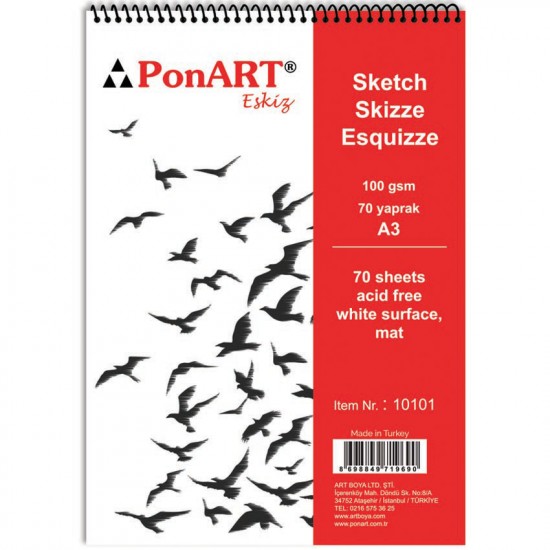 PONART PHM10-101 ESKİZ BLOK 100GR A3 70YP