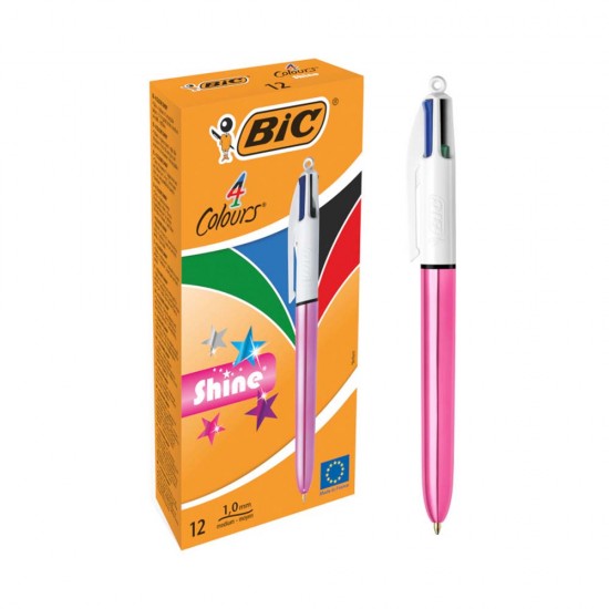 BİC 4 COLOURS SHINE PEMBE GÖVDE TÜKENMEZ KALEM 951352/982875