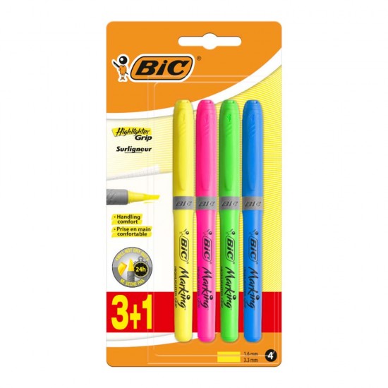 BİC FOS.KALEM MARKING HIGHLIGHTER GRIP 4LÜ BLS 951473