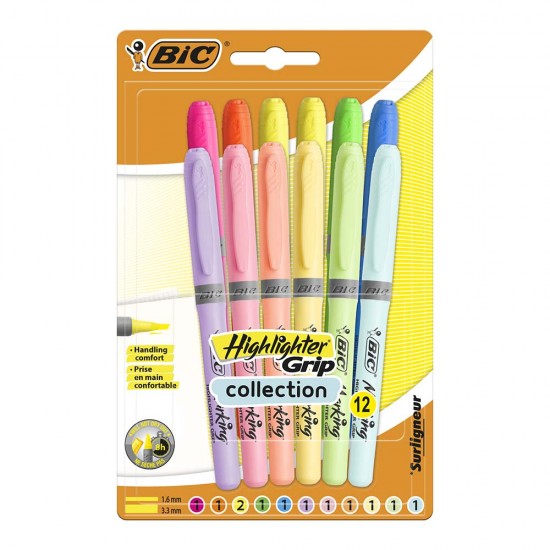 BİC MARKING HIGHLIGHTER GRIP PASTEL 12Lİ BLS 992562