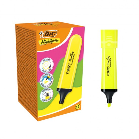 BİC FLAT FOSFORLU SARI 12Lİ KT 517962