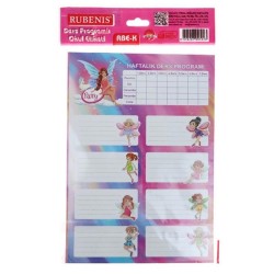 RUBENİS RBE-K KIZ ÇOCUK MODEL 3LÜ OKUL ETİKETİ