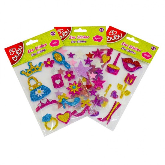 BU-BU STS016 SİMLİ EVA STICKER PRENSES 24LÜ