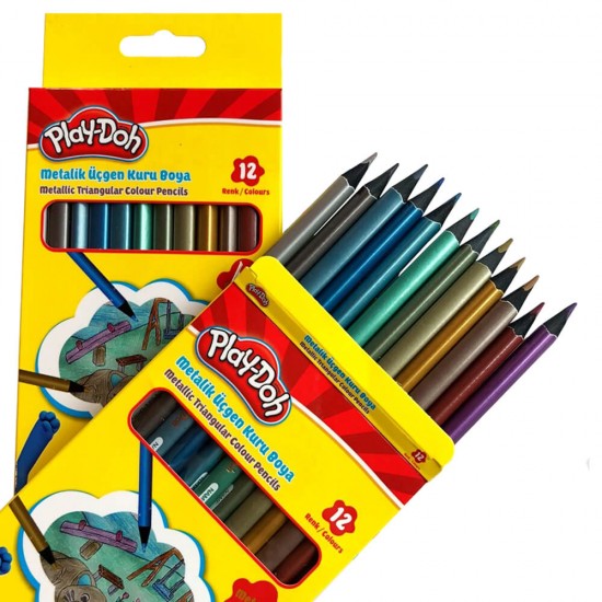PLAY-DOH PLAY-KU025 KURUBOYA ÜÇGEN METALİK SİYAH LATA 12 RENK