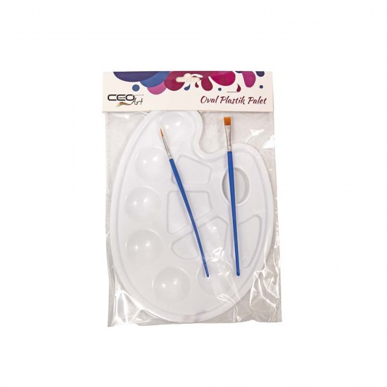 CEOART SN0016 OVAL PLASTİK PALET+FIRÇA SET