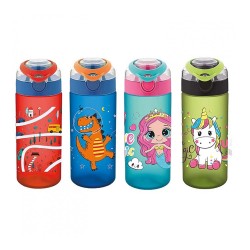 NOKİ T-0108 KIDS SU MATARASI TRİTAN AUTO KPK SOFT TOUCH TUTMA APARATLI DESENLİ 500ML