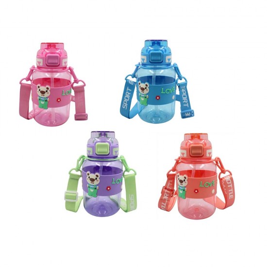 NOKİ T-0118 KIDS SU MATARASI TRİTAN PİPETLİ KPK  AYICIK  ASKILI 800ML